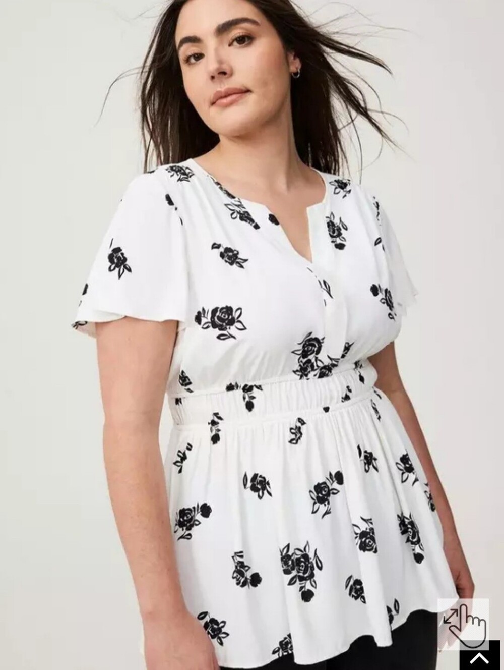 Torrid Babydoll Flutter Sleeve Floral Blouse Women's 4 Cottagecore Boho Chic